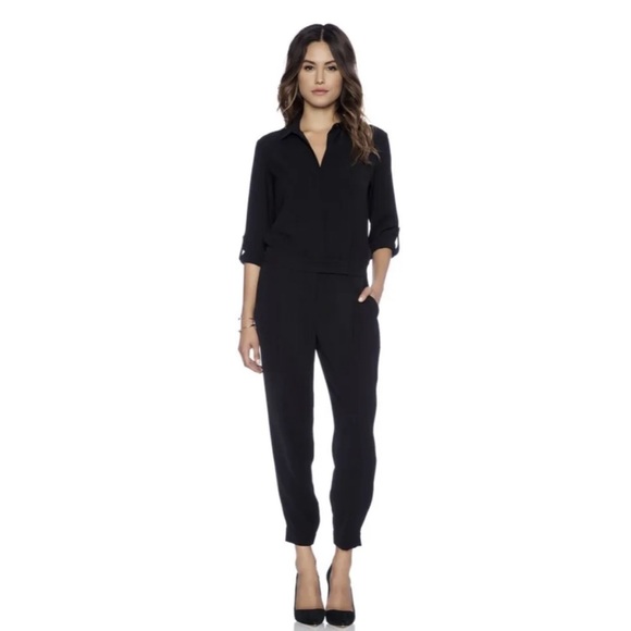 VINCE. Button Down Black Jumpsuit - Picture 1 of 9